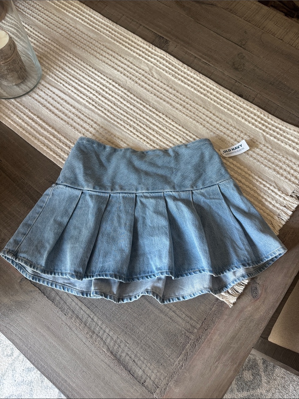 Old Navy Blue Denim Pleated Mini Skirt